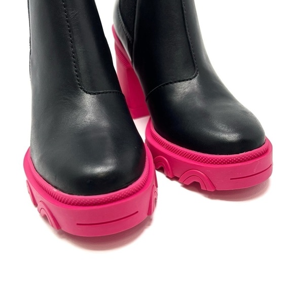 Sorel Brex Waterproof Chelsea Ankle Boots Size 6 Platform Black Pink New NWT - Picture 4 of 10